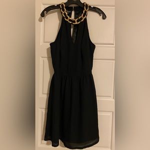 Bebe high neck detailed black dress